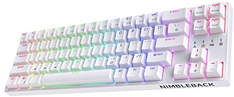 LTC NB681 Nimbleback Mechanische Tastatur, 65% Layout, RGB-Hintergrundbeleuchtung, Hot-Swap-fähigem braunen Schalter und Stand-Alone-Pfeil-/Steuertasten, Weiß