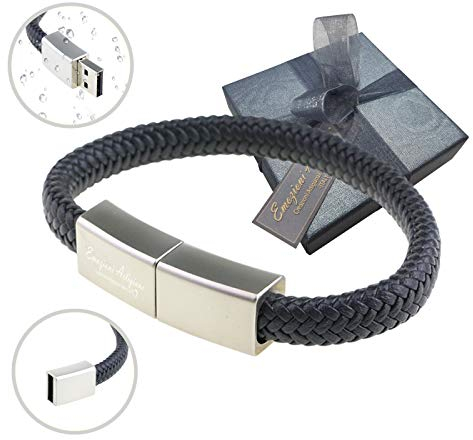 Emozioni Artigiane Bracciale Uomo Donna USB 32GB Regolabile - Idea Regalo Originale per Compleanno, Fidanzato, Papà, Amico. Inclusa Elegante Confezione.