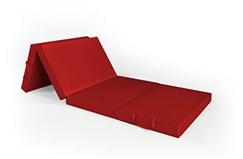 Rollmayer Gästematratze Kollektion Vivid (Rot 12, 70x195x8cm), 4-teilige Klappmatratze Reisebett Schaumstoff Matratze zusammenklappbar, faltbar inkl. Graphit Transporttasche Kollektion Oxford