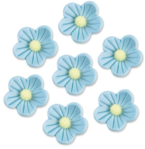 Günthart 24 Stück blaue Zuckerblumen | essbare Feinzuckerblumen | Blütenform | Zuckerdekoration