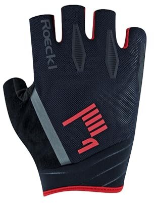 Roeckl Sports Fahrradhandschuh ISERA, Unisex High Performance Fingerhandschuh, Schwarz/Rot 10