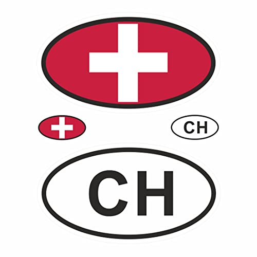 BIKE-label Adesivo per targa nazionale 2D Svizzera per auto, moto, porta camper Sticker X400008
