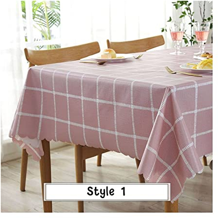 EHOMERY Nappe pour Table Basse Verre Toile Ciree Noel Treillis Nappe Table Camping Nappe Rectangle Jardin Rose Décoration De Protection De Table 110X160Cm