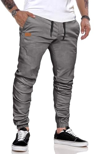JMIERR Herren Jogginghose Baumwolle Atmungsaktive mit Taschen | Baumwolle Stoffhose,Chino Hose,Cargohose,Jogger,Regular fit,Freizeithose mit Elastischem Taillenbund,Business Arbeitshose