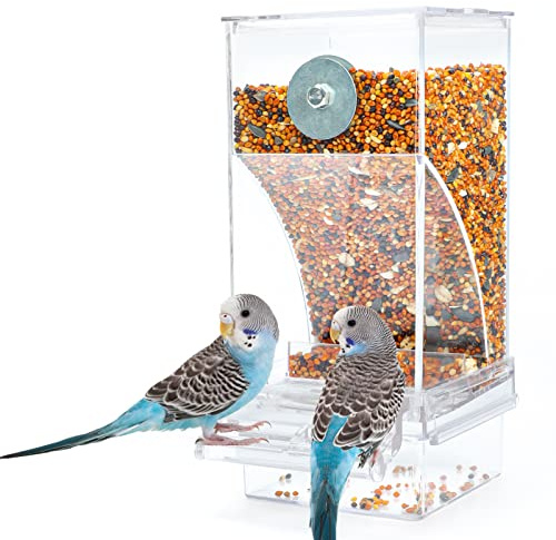 Rypet No-Mess Automatic Bird Feeder, Parakeet Cage Accessories