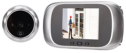 Digitaler Türspion, 2,8 Zoll HD Bildschirm, 90° Weitwinkel, 300.000 Pixel, 10 Facher Zoom, Guckloch, Türspion, 12 Sprachen, Nachtsichtfunktion, Keine Hitze, für Home Office Wohnungen(Silber)