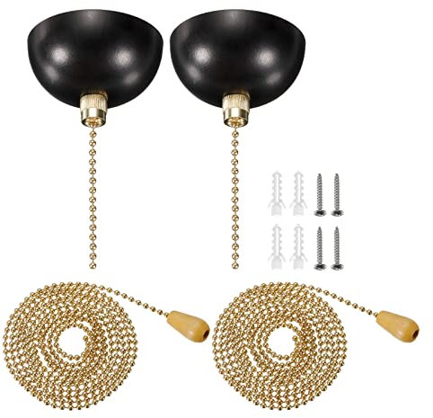 PATIKIL AC 125/250V Pull Chain Switch, 2 Pack On-Off Hemisphere Cover for Wall Lamp Ceiling Lamp, Black