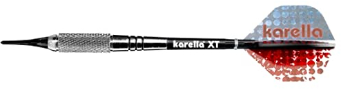 Karella Softdart XT-5, 20 g, Barrellänge 54 mm, Darts für Einsteiger, Silber, Rot