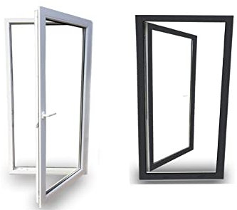 EcoLine Balkontür - Terrassentür - 2-Fach Verglasung - Farbe: innen weiß/außen anthrazit - Profil: 60 mm - BxH: 700x1700 mm - DIN Rechts