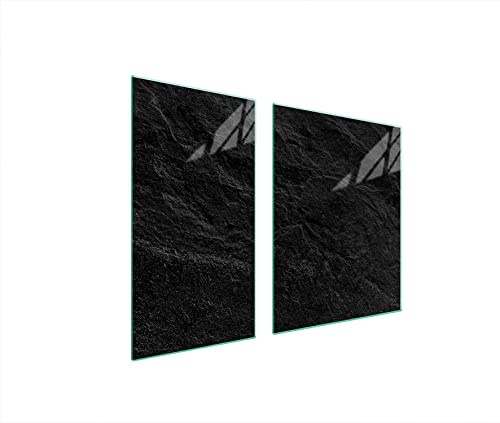 DarHaus Piastre di copertura per piano cottura in ceranfeld 2 pezzi 90 x 52 cm | copertura per piano cottura cottura elettrico a induzione | paraschizzi | tagliere in vetro | Nero ardesia