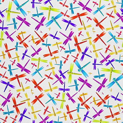 HEKO PANELS Stoff Oxford Wasserdichte Meterware Canvas-Stoff Polyester Stoff Zum Nähen Nähstoffe Dekostoffe Wasserabweisend Blickdicht Bunte Libellen 1 Meter 155 x 100 cm