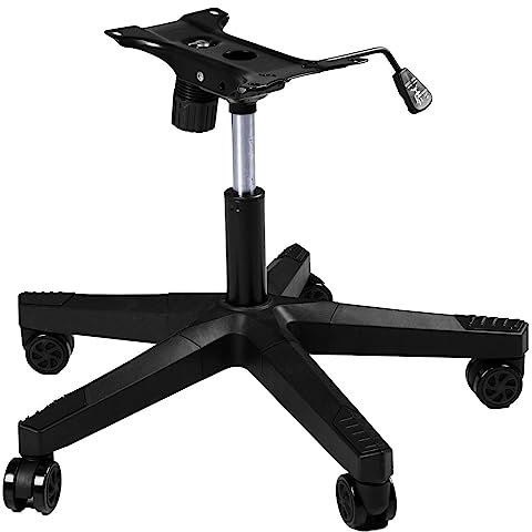 Frassie 71,1 cm Nylon Gaming Stuhl Basis Ersatz mit Bodenplatte Ständer Zylinder, 5 Rollen (Schwarz)