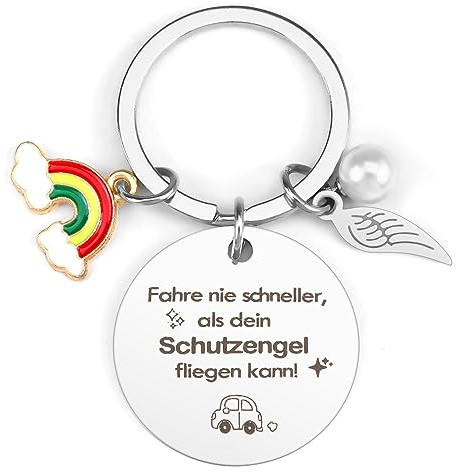 QONCV Schutzengel Schlüsselanhänger Auto,Führerschein Bestanden Geschenk,Fahr Vorsichtig Drive Safe Engel Glücksbringer schlüsselanhänger Führerschein Geburtstag Weihnachten Geschenk Frauen Männer