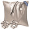Seiwohl Satin Kissenbezug 80x80 2er Set, Weich wie Seidenkissenbezug Silk Pillowcase, Vegane Seide Kopfkissenbezug Kissenhülle Seidenkopfkissen für Haar und Haut mit Haargummis, Taupe