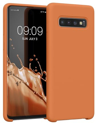 kwmobile Handyhülle für Samsung Galaxy S10 Hülle - Case Silikon - Kabelloses Laden - Schutzhülle Cover in Warme Aprikose