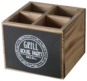 BOLTZE Grillbox GRILLHOUSE braun schwarz Holzbox mit 4 Fächern - GRILL HOUSE PARTY