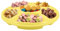 HOMESHOPA Plastic Compartment Trays, 1 Pack Lightweight Reusable Serving Platters for Parties, Compartment Appetizer Platter, Round Divided 6 Section Food Catering Trays for Snacks Fruits Nuts, Yellow