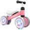 aresmile baby Vélo sans pédales avec roues lumineuses LED pour bébés de 1 an de 10 à 24 mois Rose