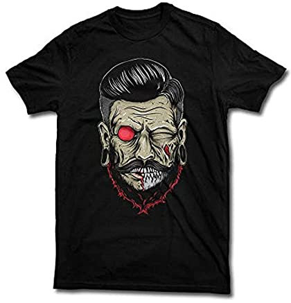Pomade Skull Rockabilly Barber Rock T-Shirt Black Graphic Unisex Tee Shirt L