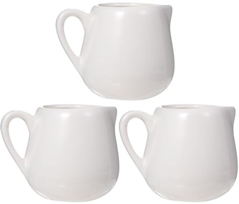 Angoily Lot De 3 Crèmes À en Porcelaine Blanche avec Poignée Petit Pichet À Et Lait De 425 ML pour Sauces Salade Lait Et Plus Encore Crème À Allant Au Micro-Ondes