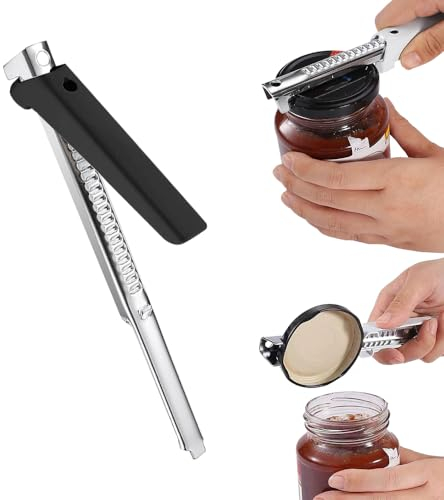 Dosenöffner Manuell Lid Opener, Non-Slip Flaschenöffner für Senioren, Multifunctional Deckelöffner für Senioren Schwache Hände (1, Schwarz)