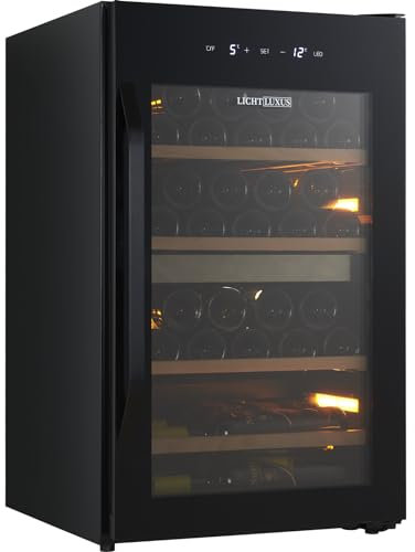 LichtLuxus Weinkühlschrank 2 Zonen, 35 Flaschen Freistehend Getränkekühlschrank mit Glastür, 5-10°C/12-20°C, UV-geschützte Glastüren, LED-Beleuchtung