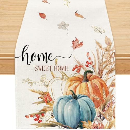 Tischläufer Herbst 40x180cm, Kürbisse Tischdecke Herbst, Tischläufer Modern/Sommer, Herbstdeko Innen und Draußen, Saisonnal Küche Tisch Deko, Thanksgiving/Weihnachten Party Deko