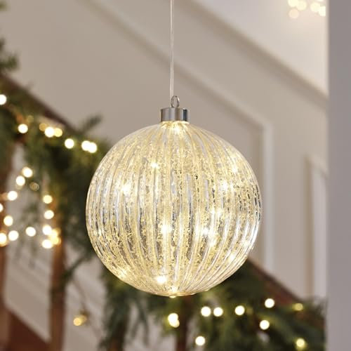 Lights4fun LED Weihnachtskugel Glas Antik warmweiß Batterie Christbaumkugeln Weihnachtsbaumkugel Glas Weihnachtsdeko Innen