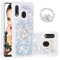 IMEIKONST Glitter Case for Samsung Galaxy A20E with Diamonds Ring Kickstand, Liquid Sparkle Sequin Transparent Silicone TPU Bumper Shockproof Cover for Samsung A20E. Love Silver YBZ