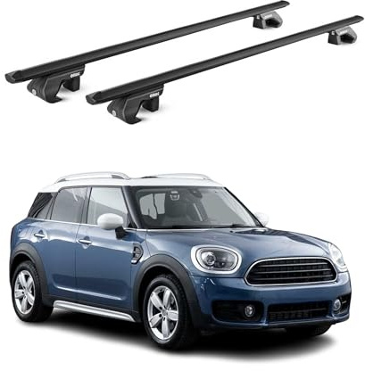 OMAC Dachträger für Mini Countryman F60 2017-2023 Aluminium Schwarz | TÜV geprüft, bis 90 kg Traglast, T-Nut-Befestigung, für Standard-Dachreling geeignet, Querträger, Grundträger