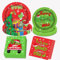 Decoraciones de fiesta de Navidad, 96 unidades, platos de Navidad rojos y verdes, servilletas para suministros de fiesta temática de Navidad, decoración de mesa (rojo)