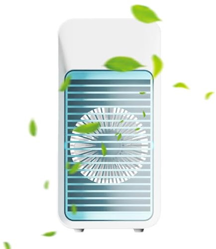 Shurzzesj Portable Air Conditioner, Small Air Conditioner with Colorful Night Lights, Table Fan with 3 Speeds, Small Air Conditioner, Quiet Desktop Cooling Fan for Room, Camping, Home