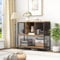 YITAHOME Küchenschränke mit Weinhalter, Sideboard Aufbewahrungsschrank, Buffet-Weinschrank, Sideboards für Wohnzimmer, Esszimmerschränke, Sideboards mit 2 Türen 100x85x35cm (Rustic Brown)
