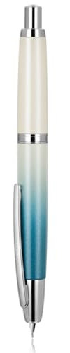 Jinhao 10 Series Press Fountain Pen Gradient Blue Retractable Extra Fine Nib with Ink Converter and Metal Pen Box Set (Silver Clip Version)
