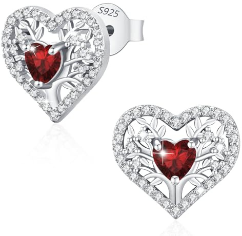 LAVUMO Ohrringe Damen Hypoallergene Lebensbaum Geburtsstein Ohrringe Damen | Schmuck Ideal Geburtstagsgeschenk für Frauen Freundin Mama Valentinstag Muttertags Weihnachten