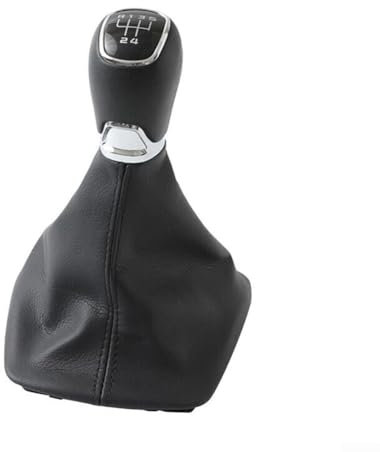 HEIBTENY Schaltknauf für Skoda Octavia MK2, 5-Gang, Leder, Schwarz, einfache Installation