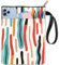 CRASPIRE Líneas Coloridas Cubierta Libro con Cremallera Bolsillo Adicional Bolsa Impermeable Protector Portátil Cuerda Doble Lado Cubierta Libros Tapa Dura Cuaderno Biblia Diario Texto Rústica