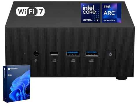 ASUS ExpertCenter PN65 Mini desktop aziendale ottimizzato AI, Intel Ultra 7 16-Core 155H, RAM DDR5 da 64 GB, SSD da 2 TB, supporto a 3 display 4K, HDMI, Type-C, RJ-45, Wi-Fi 7, Windows 11 Pro, nero