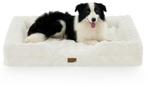 COZY KISS Orthopädisches Hundebett aus Kunstfell, Hundebett Grosse Hunde, Sofa mit Hochstützendem Schaumstoffpolster und Wasserdichtem Bezug, rutschfest, Weich, Warm, Waschbar, C-förmig Größe XL