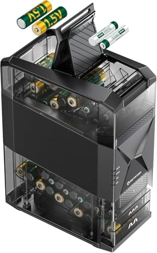 Ostation 2 Smart AA AAA Battery Charging Station for NiMH Lithium Batteries | 3-in-1 Battery Charger with Polarity-Free, Auto Detection, Storage Organizer, Fast Charging for Gamers & Smart Homes