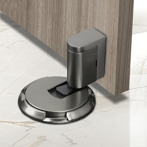 GEEKHOM Türstopper Boden Kleben - Upgrade für Magnetischer Türstopper - Mechanische Verriegelung Door Stopper Ohne Bohren Selbstklebend Edelstahl - für Tür Floor Wand (Grau)