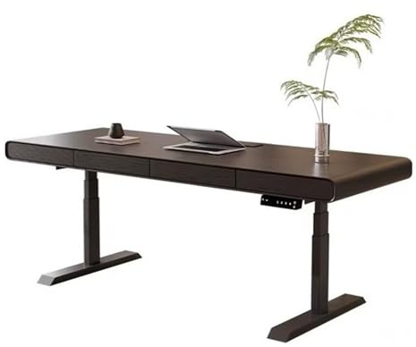 YANG11FAN PC-Workstation Elektrischer Stehpult mit Schublade, höhenverstellbarer Schreibtisch-Arbeitsplatz mit Aufladung, Sitz- und Stehpult aus Holz(S)