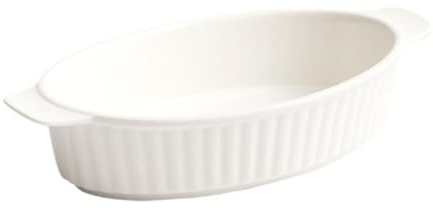 DFHS46JK Backform 9,5 Zoll 600ml Weiße Keramik-Backschüssel Oval Doppelgriff Backofen Mikrowelle Keramik-Backform