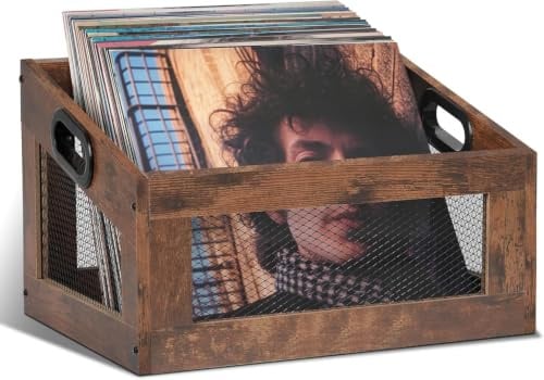 Optyuwah Schallplatten Aufbewahrung Vinyl Schallplattenständer Kiste | schallplatten, Buch und Vinyl Platte Album Lagerung,40x30x24cm Record Aufbewahrungshalter Schallplattenbox
