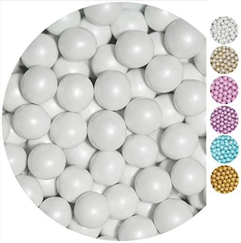 EinsSein 0,35kg Crispy Schokoperlen large weiss pearl Herz Schokodragees Gastgeschenke Hochzeit Schokolinsen Hochzeitsmandeln Candy Bar Süssigkeiten Nikah Sekeri mini Herzdragees Schoko Linsen Mandeln