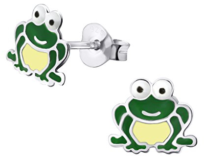 Bungsa Frosch Kinder-Ohrstecker aus .925 Sterling Silber - 1 Paar (2 Stück)
