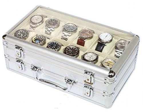 MR Maestro Relojero - Robuste Aluminium Uhrenbox | Platz für 24 Uhren und Schmuck | Ideal für Herrenuhren Watch | Wasserdicht, Aluminium