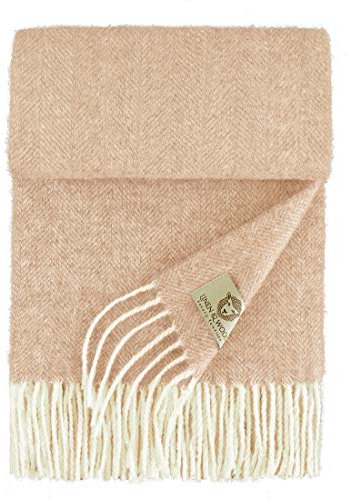 Linen & Cotton Hochwertiger Warmer Schal Wollschal Classico für Damen Herren - 100% Weicher Merino Wolle, Altrosa/Rosa (34 x 200cm) Tuch, Halstuch, Winterschal, Übergangsschal, Stola Schal, Langschal