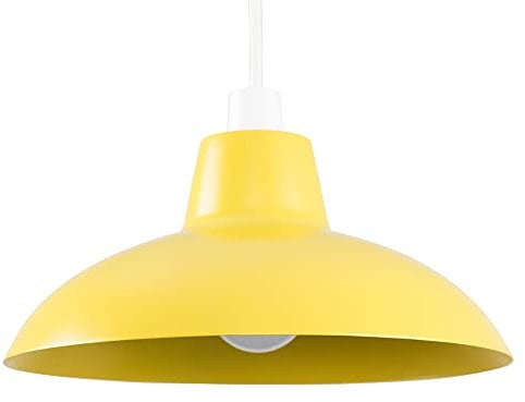 MiniSun | Retro Style Gloss Mustard Metal Ceiling Light Shade | Pendant Lights, Home Décor & Improvement Essential | Includes 10W LED Bulb [3000K Warm White] | 288mm Shade Width