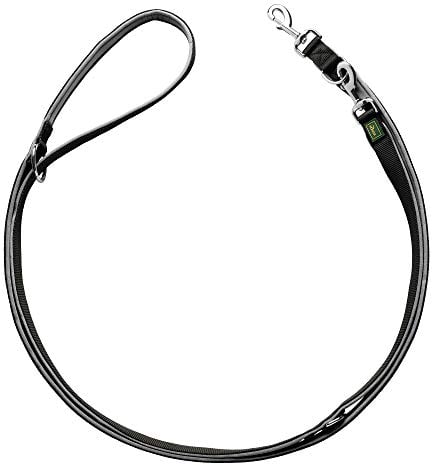 HUNTER Verstellbare Führleine NEOPREN, Farbe: schwarz/grau, strapazierfähiges Nylon, 3-fache Verstellmöglichkeit, weiche Neoprenpolsterung, ideal für Alltag und Training, Größe: 25/300
